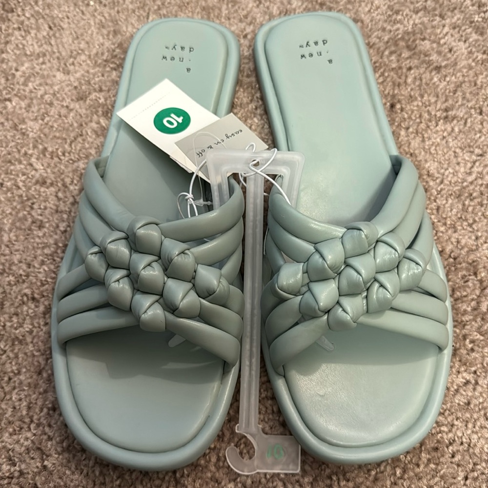 A New Day Dulce Padded Knot Slide Sandals Size 10 Color Light Blue
